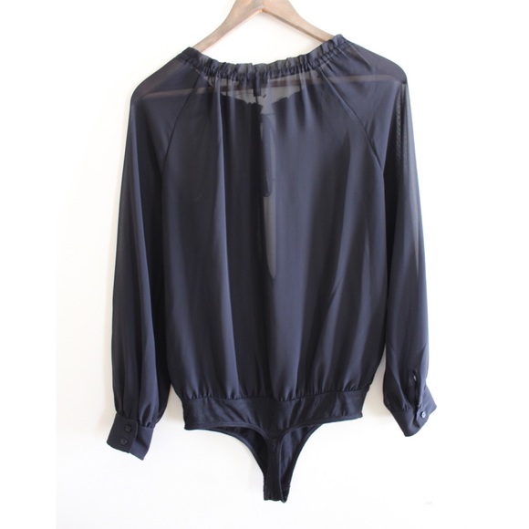 Express Sheer Long Sleeve Thong Bodysuit - Picture 6 of 9